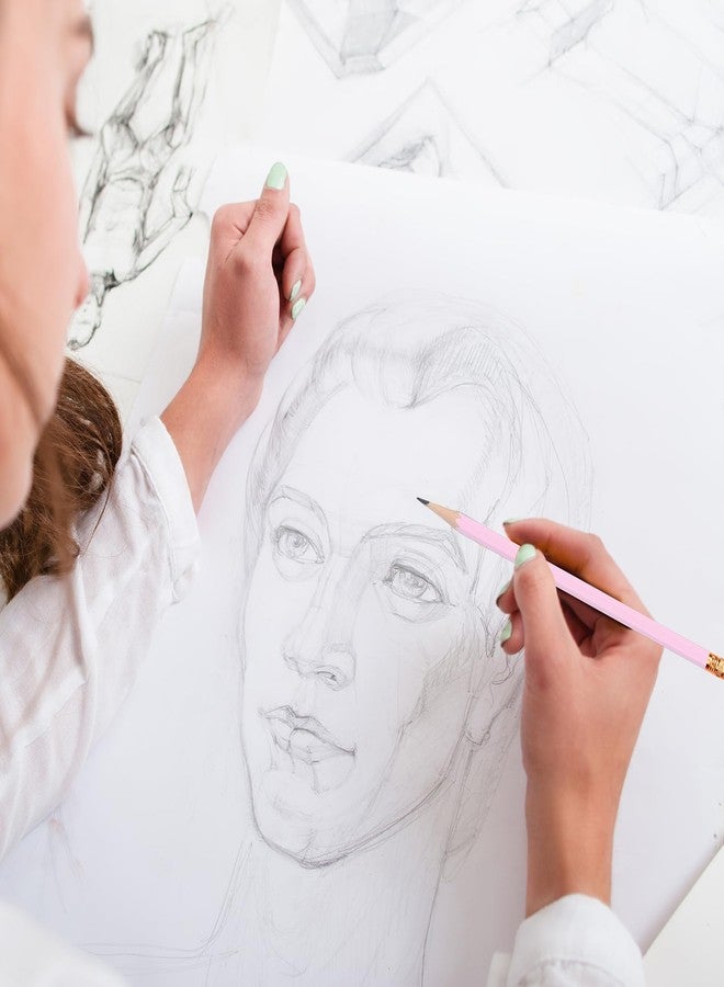 TecUnite 60 Pcs HB Pencils #2 Unsharpened Wood Cased Pencils with Eraser Hexagonal Pencil Cute Graphite No 2 Pen for Adults Gifts Exam School Office Sketching Learning(Pink Series, White) - Image 5